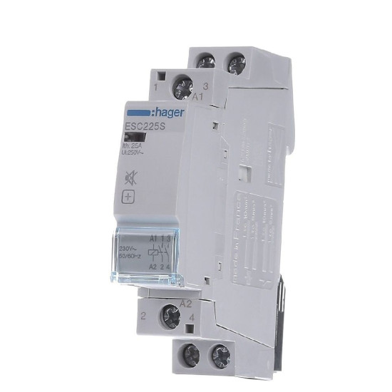 Контактор 25A ESC225s безшумний (2НО, 230В) 1м Hager