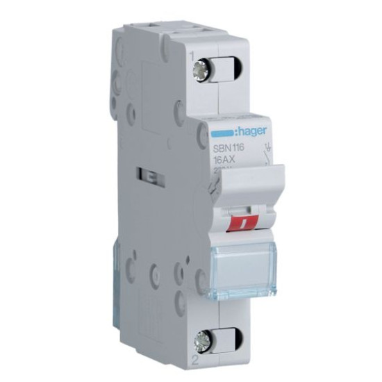 Вимикач навантаження Hager SBN116 1P 16А/230В 1м