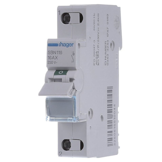 Вимикач навантаження Hager SBN116 1P 16А/230В 1м