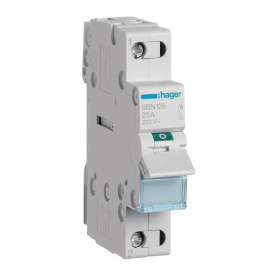 Вимикач навантаження Hager SBN125 1P 25А/230В 1м