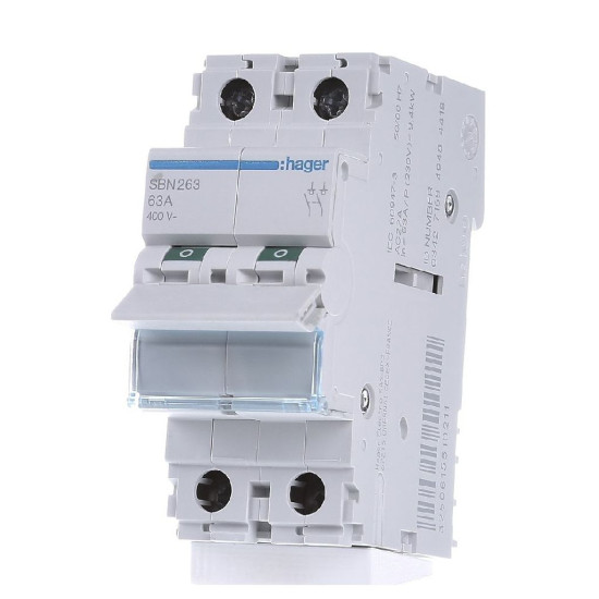 Вимикач навантаження Hager SBN263 2P 63А/400В 2м