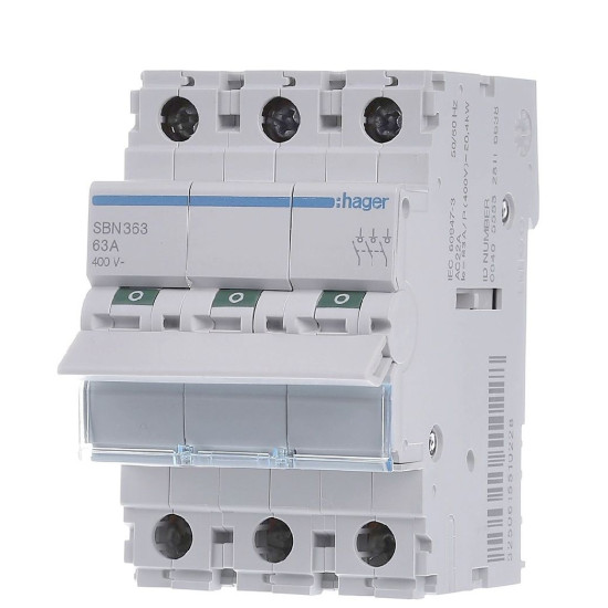 Вимикач навантаження Hager SBN363 3P 63А/400В 3м