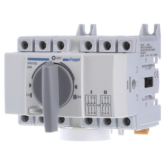 Перемикач Hager HIM302 I-0-II 20А 400/690В 3P 5м