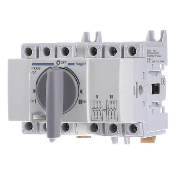 Перемикач Hager HIM304 I-0-II 40А 400/690В 3P 5м
