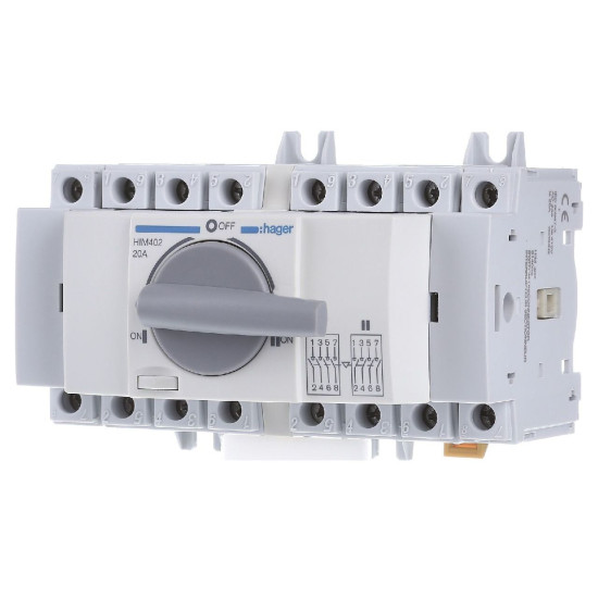 Перемикач Hager HIM402 I-0-II 20А 400/690В 4P 7м