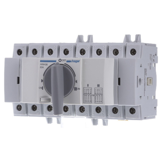 Перемикач Hager HIM406 I-0-II 63А 400/690В 4P 8м