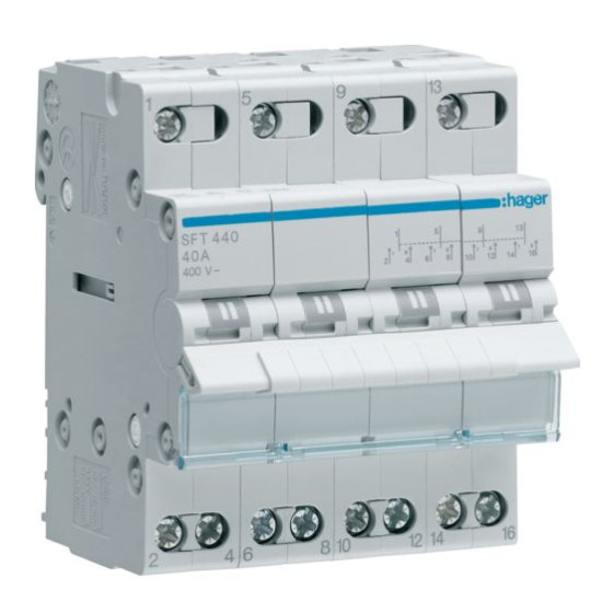 Перемикач Hager SFT440 4P 40А/400В 4м I-0-II