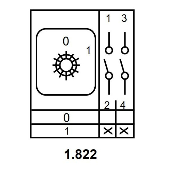 Пакетний перемикач Аско-Укрем ПКП Е9 1.822 A0110010009 (1-0 2 полюси)