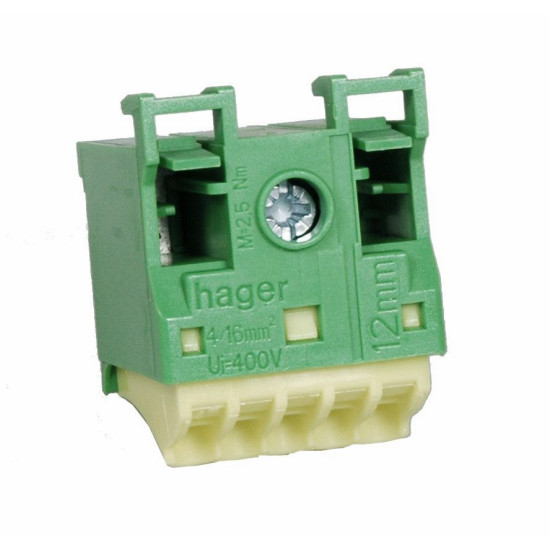 Блок Hager KN06E PE-клемма 1x16мм2+5x4мм2