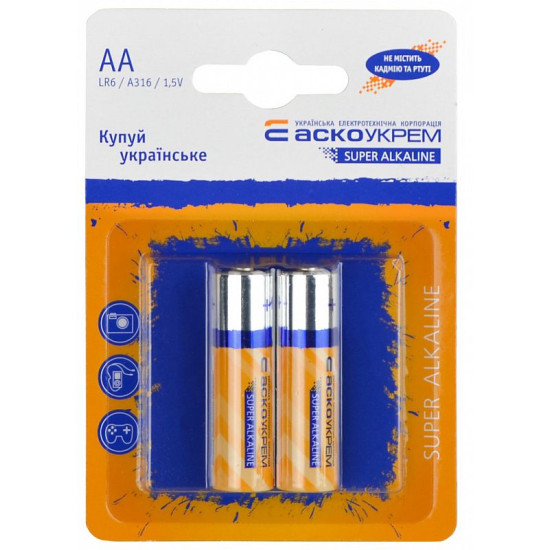 Батарейка лужна Аско-Укрем AА.LR6.BL2 (блістер 2шт)