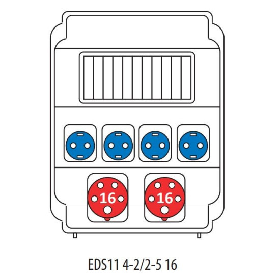 Будівельний щиток живлення ETI 004483300 з роз'ємами EDS11 4-2/2-5 16 (Роз'єм 16A/5P-2 Schuko-4 АВ: C16/1-4 C16/3-2)