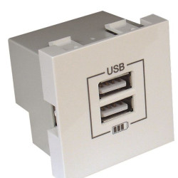 Механізм подвійної USB розетки Logus 45439 SBR CHARGER TYPE "A" (білий)