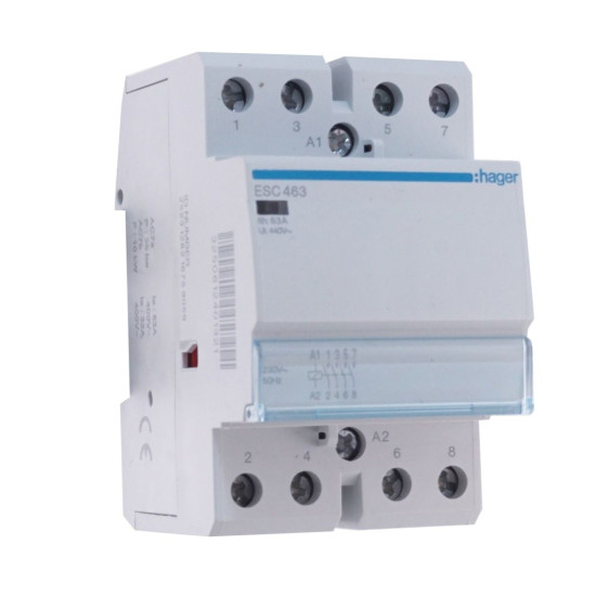 Контактор 63A ESC463 (4НО, 230В) 3м Hager
