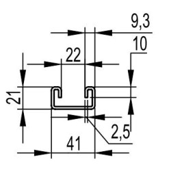 З-подібний профіль DKC BPM2130 41х21 DBM, L 3000, 2,5 мм