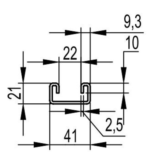 З-подібний профіль DKC BPM2130 41х21 DBM, L 3000, 2,5 мм