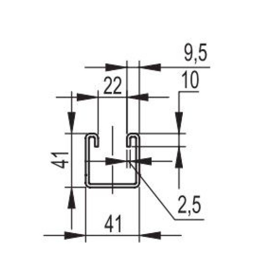 С-подібний профіль DKC BPM4130 41х41 LAS, L 3000, 2,5 мм