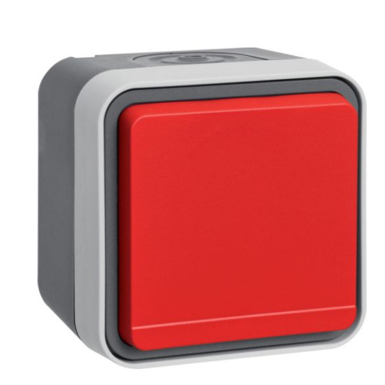 Розетка із з/к із червоною кришкою IP55, сіра, 16А/250В W.1