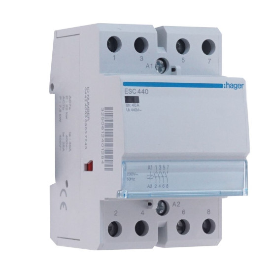 Безшумний контактор 40A ESC440 (4НО, 230В) 3м Hager