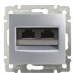 Механізм розетки комп'ютерної 2xRJ-45 UTP Cat.5e Valena без захватів алюміній