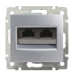 Механізм розетки комп'ютерної 2xRJ-45 UTP Cat.5e Valena без захватів алюміній
