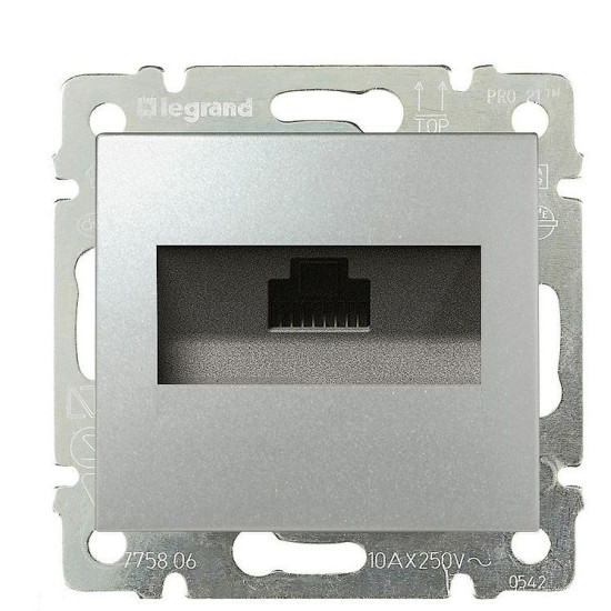 Механізм розетки комп'ютерної RJ-45 UTP Cat.6 Valena алюміній