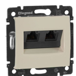 Механізм розетки комп'ютерної 2xRJ-45 UTP Cat.6 Valena слонова кістка