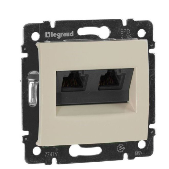 Механізм розетки комп'ютерної 2xRJ-45 FTP Cat.6 Valena без захватів слонова кістка