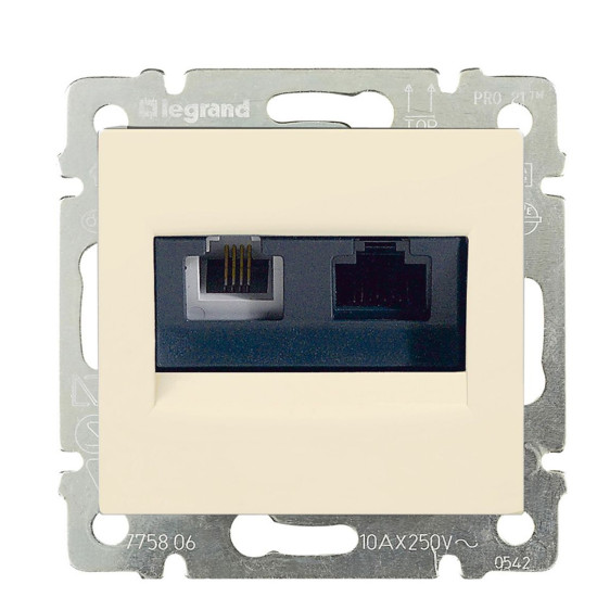 Механізм розетки комбінованої RJ-45 + RJ-11 Valena (UTP Cat.6) слонова кістка