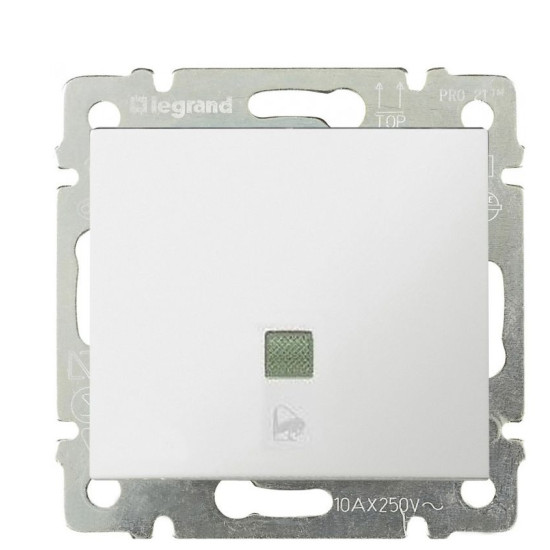 Механізм однотактного вимикача Valena з підсвічуванням та символом «Дзвінок» білий