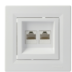 Розетка комп'ютерна RJ45 кат.5е UTP подвійна біла Asfora, EPH4400121