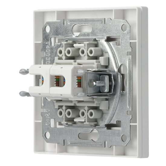 Розетка комп'ютерна RJ45 кат.5е UTP подвійна біла Asfora, EPH4400121