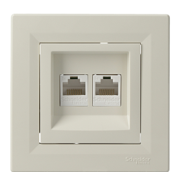 Розетка комп'ютерна RJ45 кат.5е UTP подвійна кремова Asfora, EPH4400123