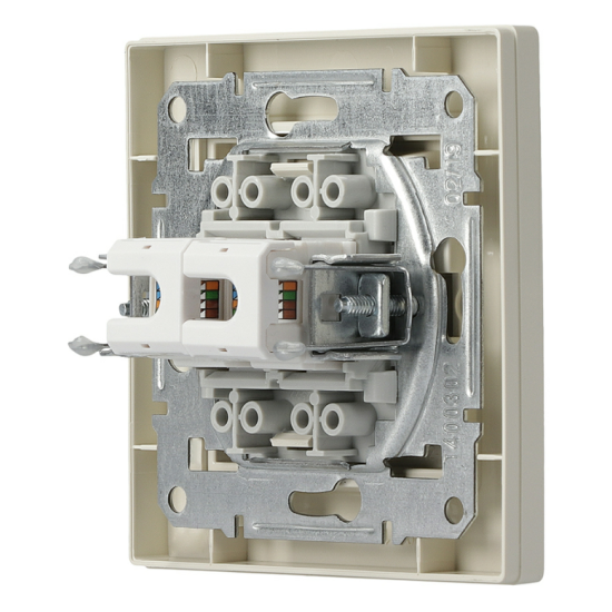 Розетка комп'ютерна RJ45 кат.5е UTP подвійна кремова Asfora, EPH4400123