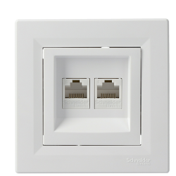 Розетка комп'ютерна RJ45 кат.6 UTP подвійна біла Asfora, EPH4800121