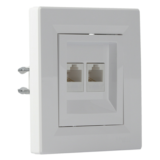 Розетка комп'ютерна RJ45 кат.6 UTP подвійна біла Asfora, EPH4800121