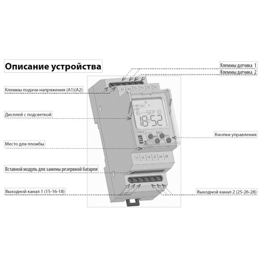 Багатофункціональне цифрове термореле ETI 002471824 TER-9 230V (2x16A AC1)