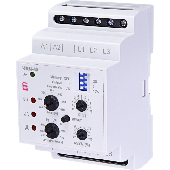 Реле контролю фаз ETI 002471419 HRN-43 400V AC (3F 2x16A AC1) без нейтралі