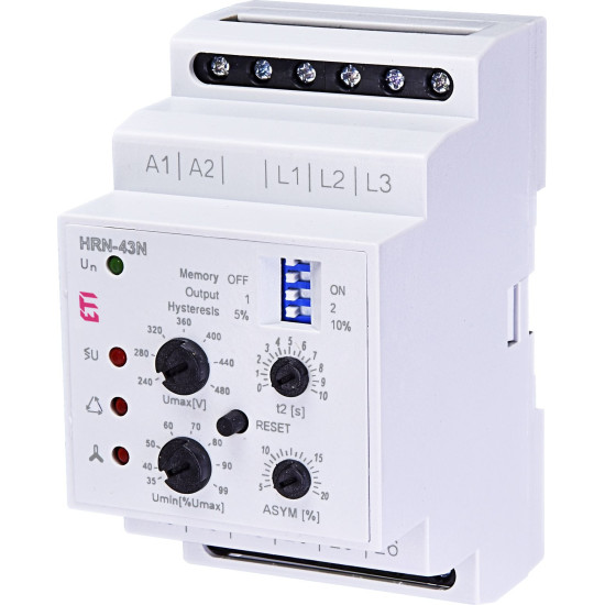 Реле контролю фаз ETI 002471430 HRN-43N 400V AC (3F 2x16A AC1) з нейтраллю