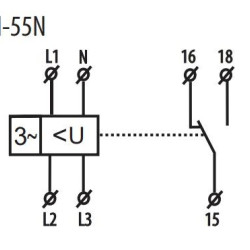 Реле контролю послідовності асиметрії та обриву фаз ETI 002471432 HRN-55N 3x400/230AC (3F 1x8A AC1) з нейтраллю