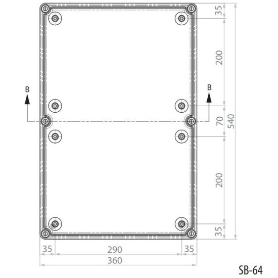 Пластикова розподільна коробка ETI 001102502 SB-64 (540x360x170) IP66