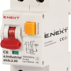 Дифавтомат E.Next e.industrial.elcb.2.C06.30, 1Р+N, 06А, C, 30мА