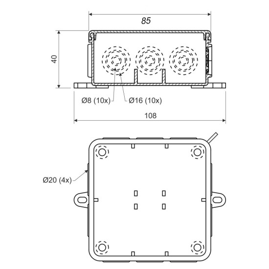 Розподільна коробка Kopos 8130 KA (8595057619050) IP54 85х85х40мм