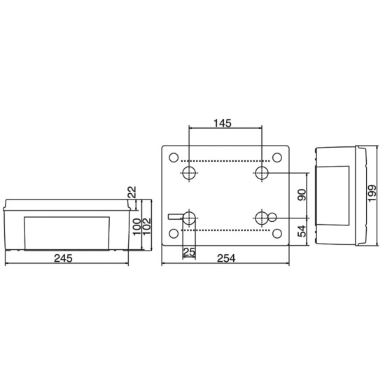 Відгалужна коробка DKC 54210 240х190х90мм з гладкими стінками IP56