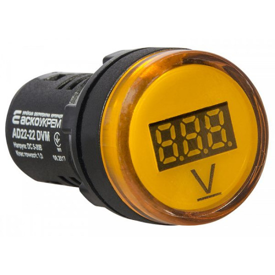 Жовтий постовий вольтметр Аско-Укрем AD22-22 DVM DC 5-30В