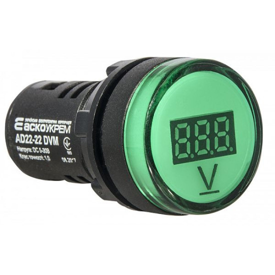 Зелений постовий вольтметр Аско-Укрем AD22-22 DVM DC 5-30В