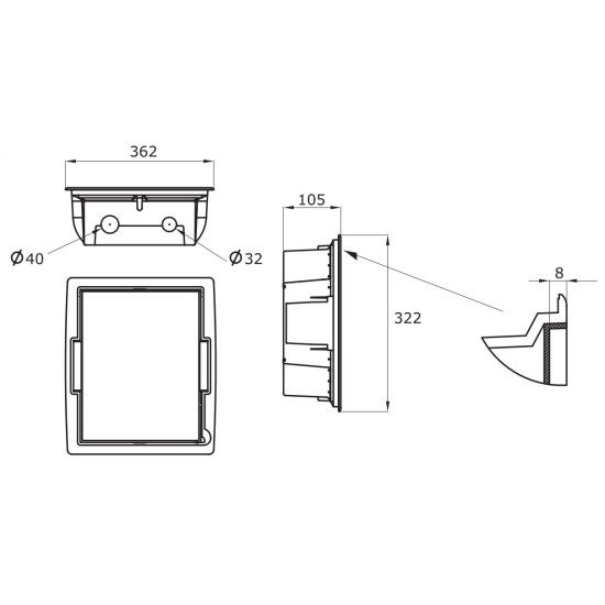 Підлоговий лючок DKC 01369 ANTISC 16М NEST-16 рельєфною кришкою