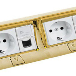 Лючок із висувним блоком розеток Legrand 54017 6М (латунь)