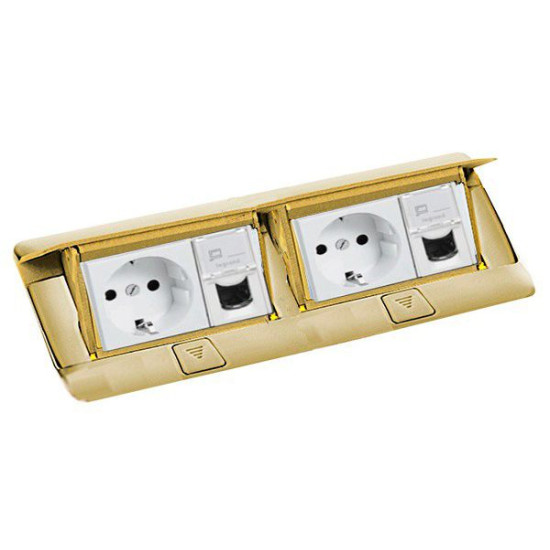 Лючок із висувним блоком розеток Legrand 54017 6М (латунь)
