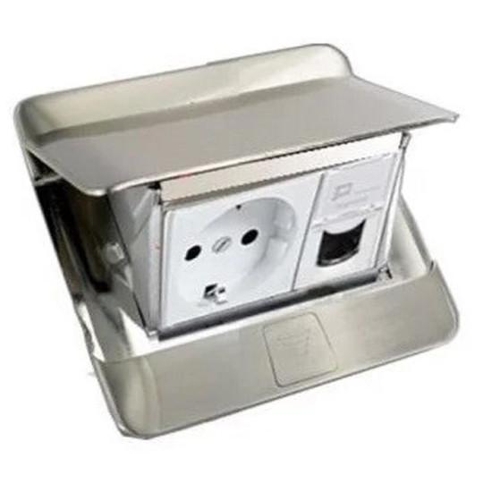 Лючок із висувним блоком розеток Legrand 54020 3М (нержавіюча сталь)