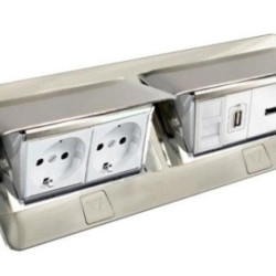 Лючок із висувним блоком розеток Legrand 54023 8М (нержавіюча сталь)